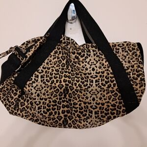 Leopard Print Tote Bag with Black Straps